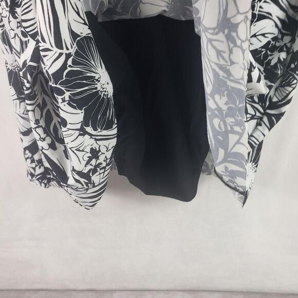 Swim Solutions Swimdress Womens 18W Black White Floral One Piece Tummy Control - Picture 10 of 16